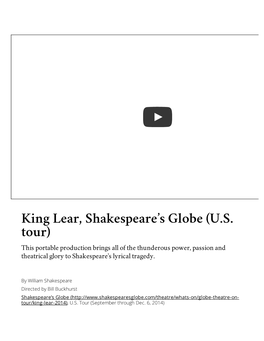 King Lear, Shakespeare's Globe