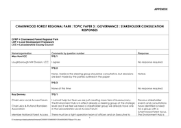 Charnwood Forest Regional Park : Topic Paper 3 : Governance : Stakeholder Consultation Responses
