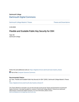 Flexible and Scalable Public Key Security for SSH