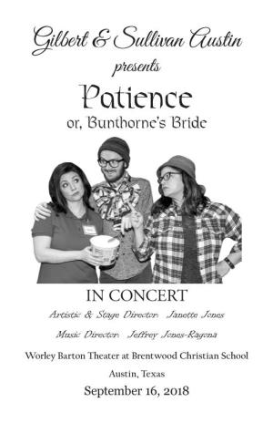 Patience Or, Bunthorne’S Bride