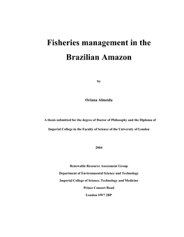 Fisheries Management in the Brazilian Amazon