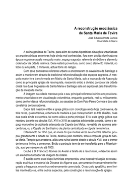 A Reconstrução Neoclássica De Santa Maria De Tavira José Eduardo Horta Correia Universidade Do Algarve