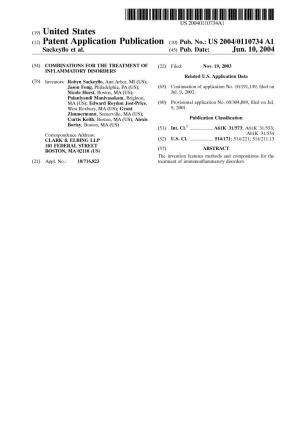 (12) Patent Application Publication (10) Pub. No.: US 2004/0110734 A1 Sackeyflo Et Al