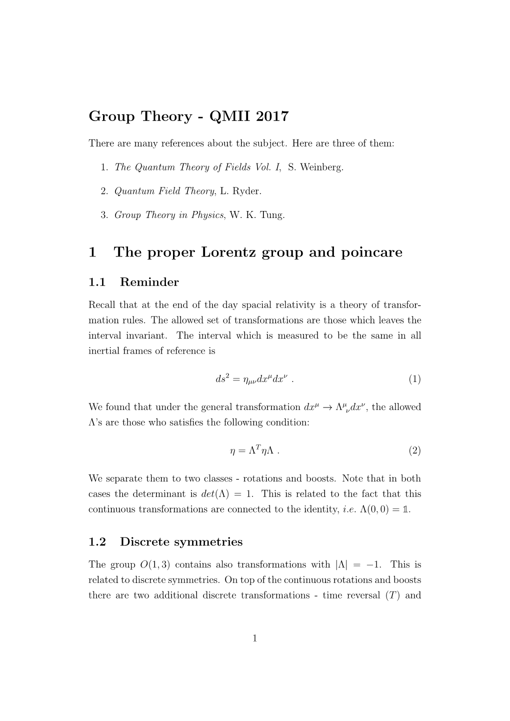 Group Theory - QMII 2017