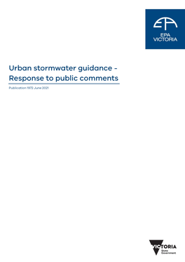 Urban Stormwater Guidance - Response to Public Comments