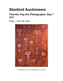 Stanford Auctioneers Fine Art, Pop Art, Photographs: Day 1 of 3 Friday – June 19Th, 2020
