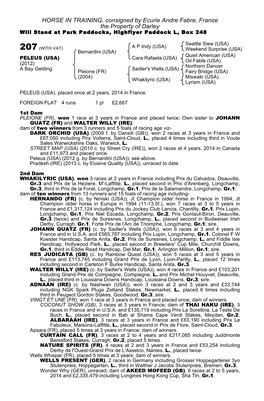 HORSE in TRAINING, Consigned by Ecurie Andre Fabre, France the Property of Darley Will Stand at Park Paddocks, Highflyer Paddock L, Box 248