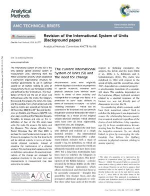 Revision of the International System of Units (Background Paper) Cite This: Anal