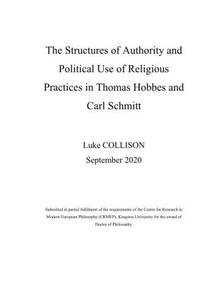The Structures of Authority and Political Use of Religious Practices in Thomas Hobbes and Carl Schmitt