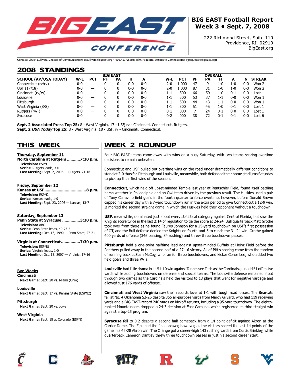 2008 Standings This WEEK WEEK 2 Roundup