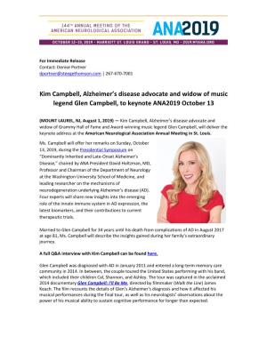 Kim Campbell, Alzheimer's Disease Advocate and Widow of Music