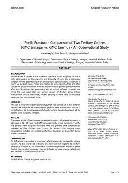 Penile Fracture - Comparison of Two Tertiary Centres (GMC Srinagar Vs