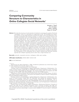 Comparing Community Structure to Characteristics in Online Collegiate