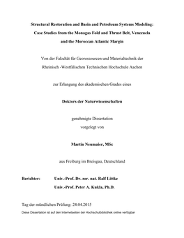 Structural Restoration and Basin and Petroleum Systems Modeling