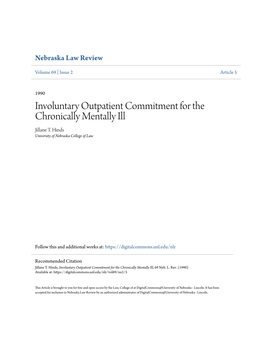 Involuntary Outpatient Commitment for the Chronically Mentally Ill Jillane T