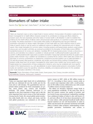 Biomarkers of Tuber Intake Xiaomin Zhou1* , Qian Gao1, Giulia Praticò1,2, Jie Chen3 and Lars Ove Dragsted1