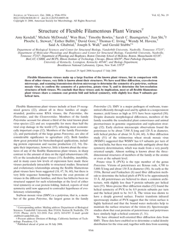 Structure of Flexible Filamentous Plant Virusesᰔ Amy Kendall,1 Michele Mcdonald,1 Wen Bian,1 Timothy Bowles,1 Sarah C