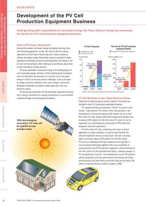Development of the PV Cell Production Equipment Business
