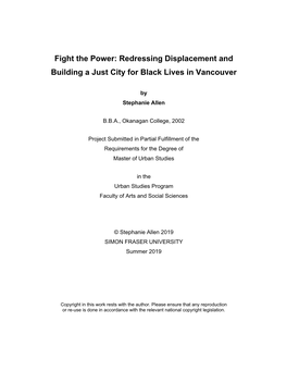 Redressing Displacement and Building a Just City for Black Lives in Vancouver