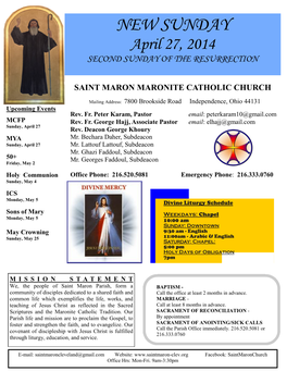 NEW SUNDAY April 27, 2014 SECOND SUNDAY of the RESURRECTION