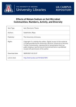 Effects of Metam Sodium on Soil Microbial Communities: Numbers, Activity, and Diversity