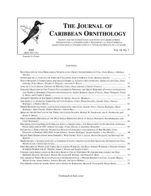 The Journal of Caribbean Ornithology