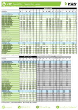 Linie 292: Neusiedl/See – Frauenkirchen – Andau