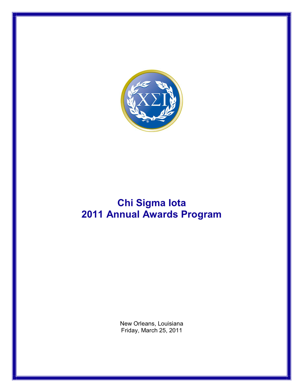 Chi Sigma Iota 2011 Annual Awards Program