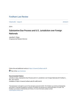 Substantive Due Process and U.S. Jurisdiction Over Foreign Nationals
