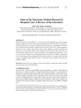 Value of the Electronic Medical Record for Hospital Care: a Review of the Literature