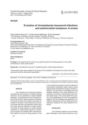 Evolution of Acinetobacter Baumannii Infections and Antimicrobial Resistance