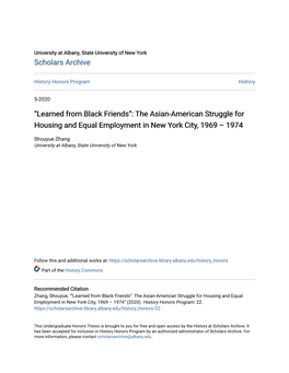 The Asian-American Struggle for Housing and Equal Employment in New York City, 1969 – 1974