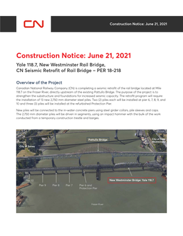 CN Construction Notice: June 21, 2021