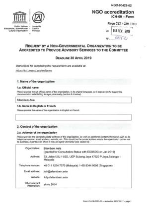 NGO Accreditation ICH-09 - Form