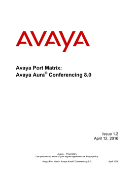 Avaya Aura Conferencing 8.0 Port Matrix