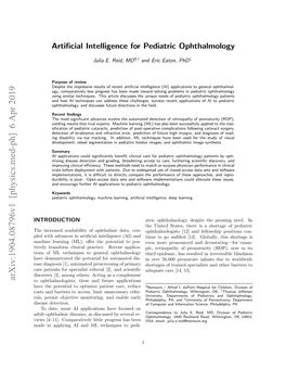 Artificial Intelligence for Pediatric Ophthalmology