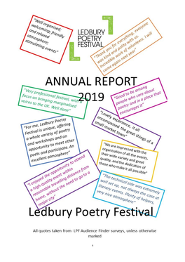 Ledbury Poetry Festival 2019 Annual Report