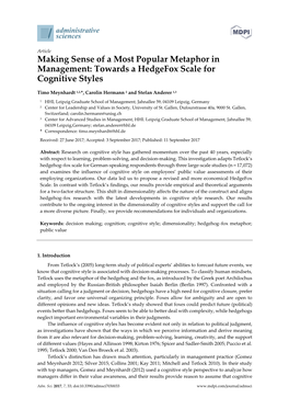 Making Sense of a Most Popular Metaphor in Management: Towards a Hedgefox Scale for Cognitive Styles