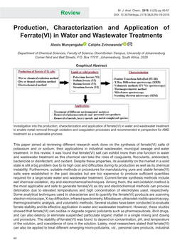 Production, Characterization and Application of Ferrate(VI) in Water and Wastewater Treatments