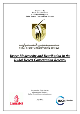 Insect Biodiversity and Distribution in the Dubai Desert Conservation Reserve