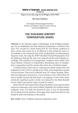 The Svalbard Airport Temperature Series