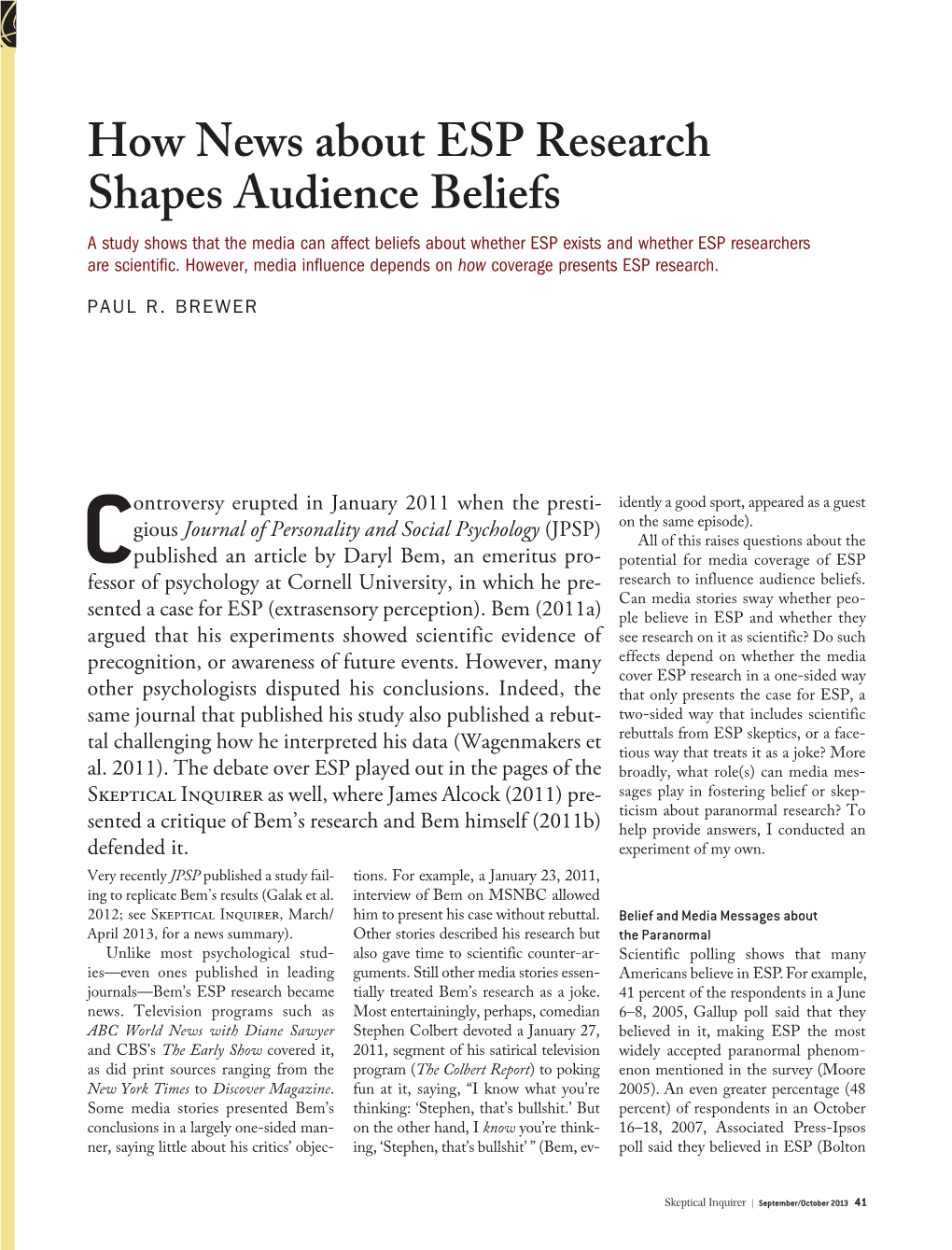 How News About ESP Research Shapes Audience Beliefs