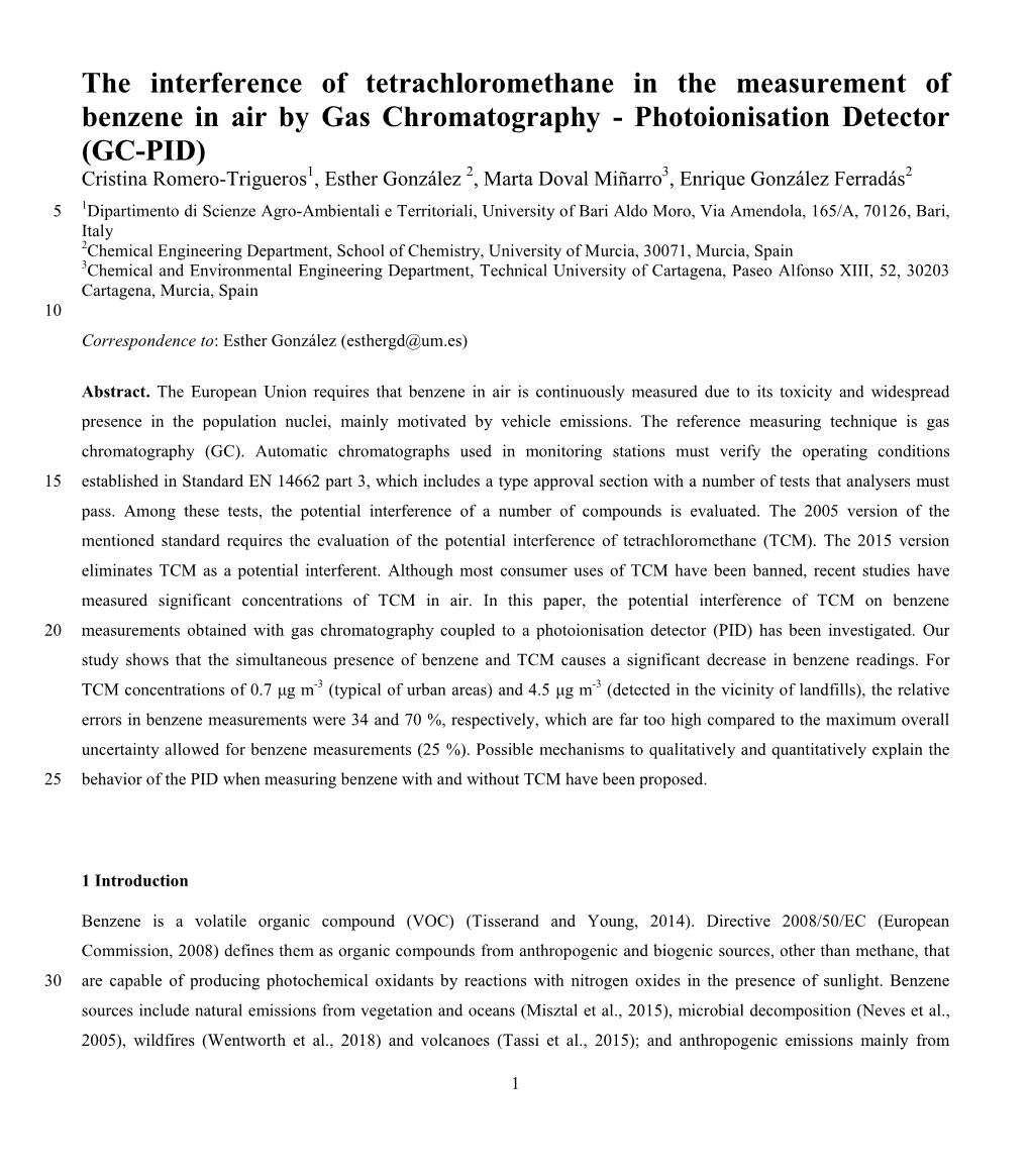 The Interference of Tetrachloromethane