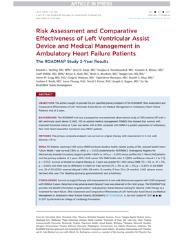 Risk Assessment and Comparative Effectiveness of Left Ventricular