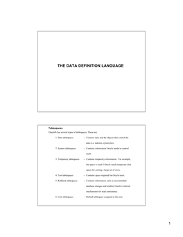 Oracle9i Has Several Types of Tablespaces