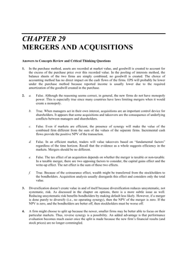 Chapter 29 Mergers and Acquisitions