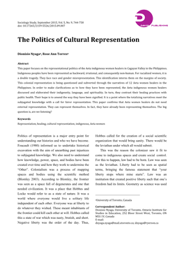 The Politics of Cultural Representation