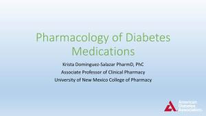 Pharmacology of Diabetes Medications