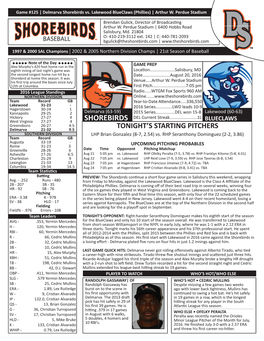 BASEBALL Bgulick@Theshorebirds.Com |