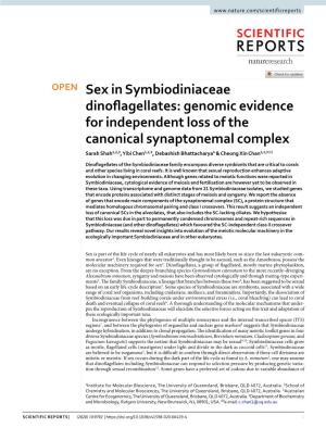Genomic Evidence for Independent Loss of the Canonical Synaptonemal Complex Sarah Shah1,2,3, Yibi Chen1,2,3, Debashish Bhattacharya4 & Cheong Xin Chan1,2,3 ✉